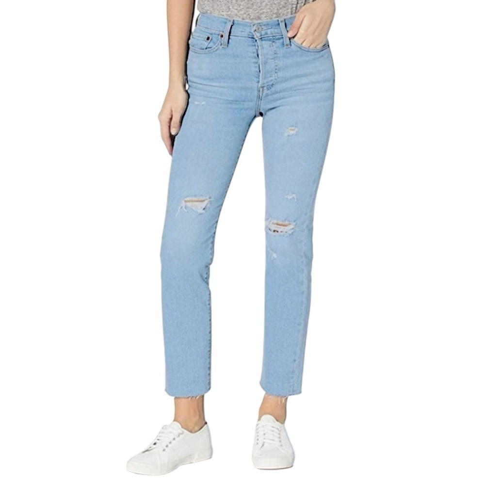 Levi’s Wedgie Straight Jeans Oxnard Haze Size 28 High Rise Distressed